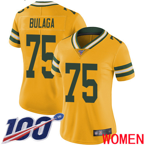 Green Bay Packers Limited Gold Women 75 Bulaga Bryan Jersey Nike NFL 100th Season Rush Vapor Untouchable